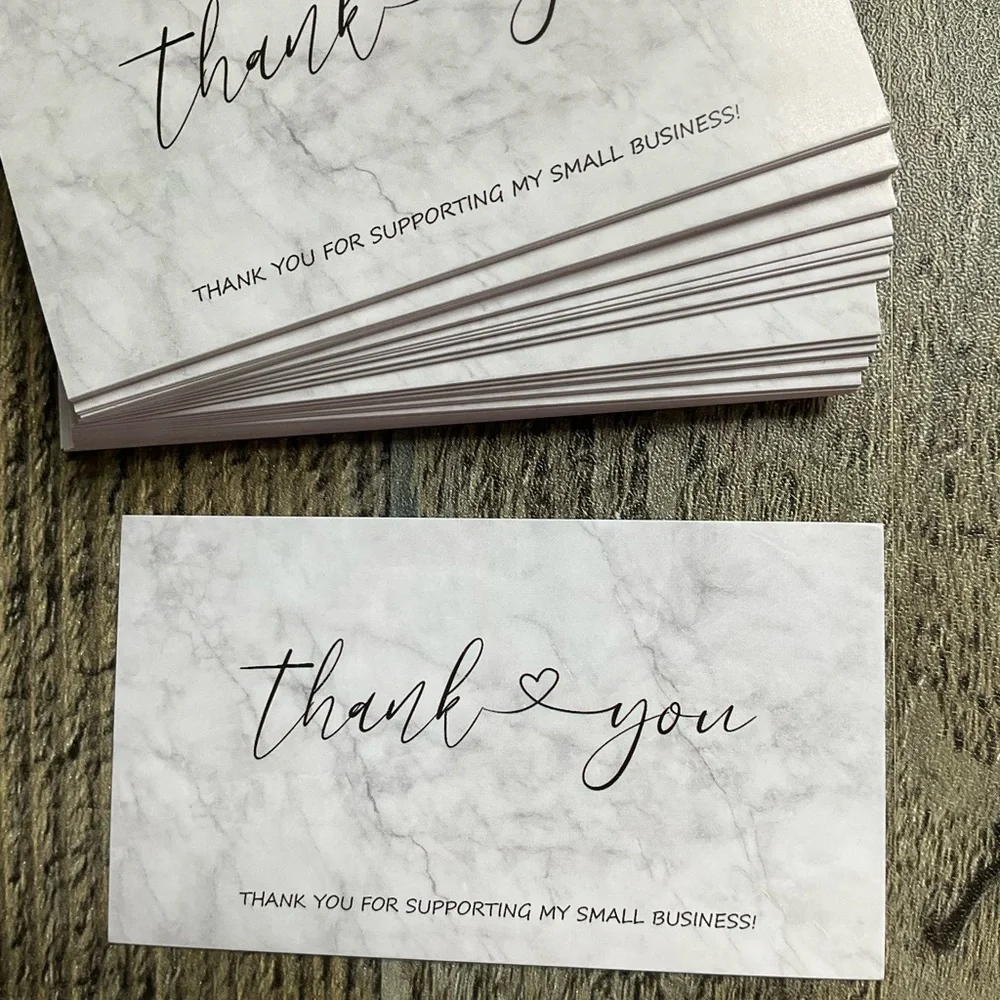 50 Thank You For Supporting My Small Business Cards Marble Print